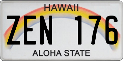 HI license plate ZEN176