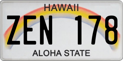 HI license plate ZEN178
