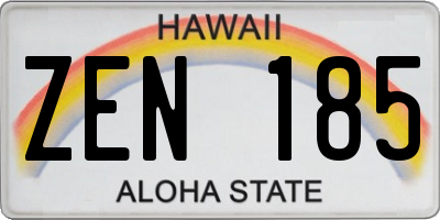 HI license plate ZEN185