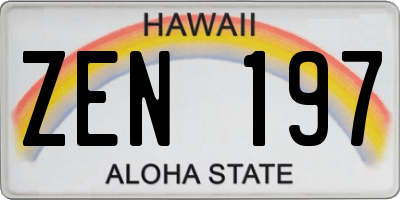 HI license plate ZEN197