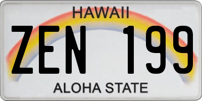 HI license plate ZEN199