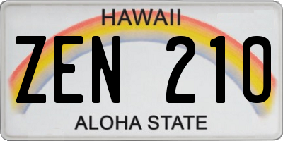 HI license plate ZEN210