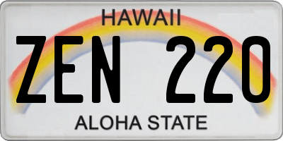 HI license plate ZEN220