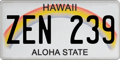 HI license plate ZEN239