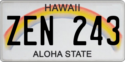 HI license plate ZEN243