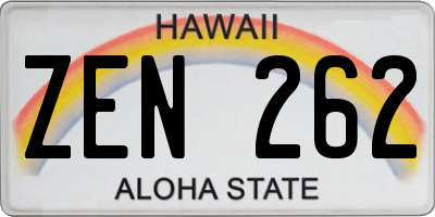 HI license plate ZEN262