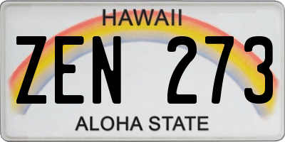HI license plate ZEN273