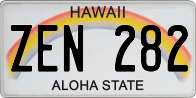 HI license plate ZEN282