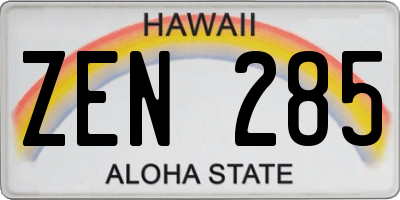 HI license plate ZEN285