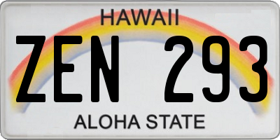 HI license plate ZEN293