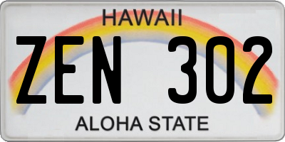 HI license plate ZEN302