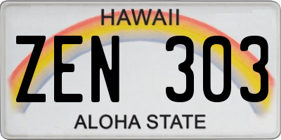 HI license plate ZEN303