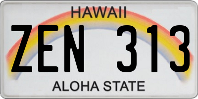 HI license plate ZEN313