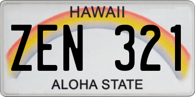 HI license plate ZEN321