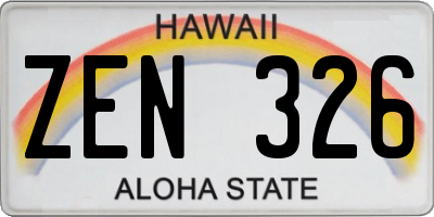 HI license plate ZEN326