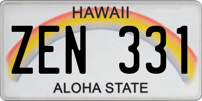 HI license plate ZEN331