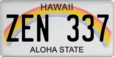 HI license plate ZEN337