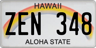 HI license plate ZEN348