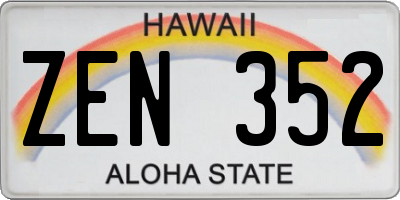 HI license plate ZEN352