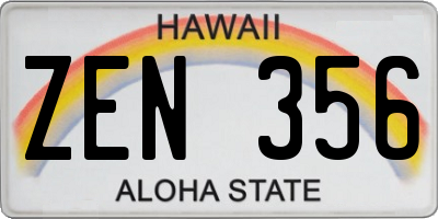 HI license plate ZEN356