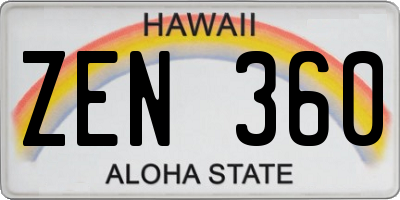 HI license plate ZEN360