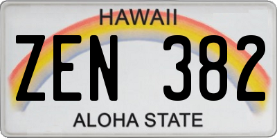 HI license plate ZEN382