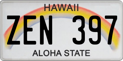 HI license plate ZEN397