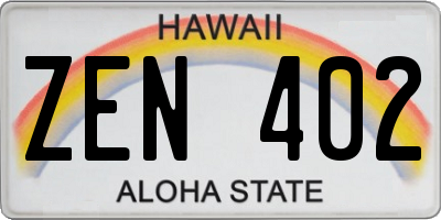 HI license plate ZEN402
