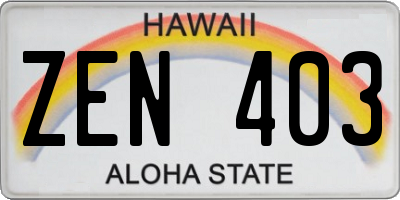 HI license plate ZEN403