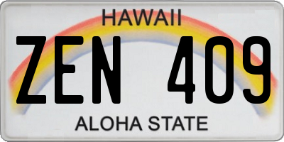 HI license plate ZEN409