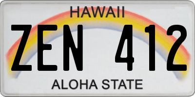 HI license plate ZEN412