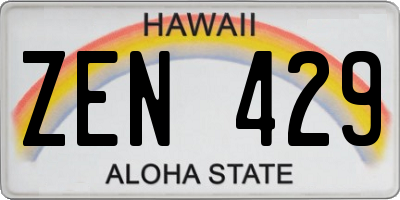 HI license plate ZEN429