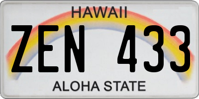 HI license plate ZEN433