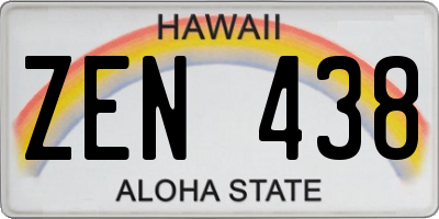 HI license plate ZEN438