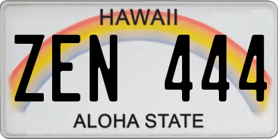 HI license plate ZEN444
