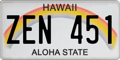 HI license plate ZEN451