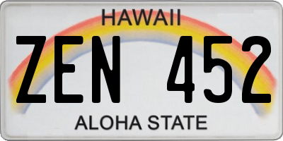 HI license plate ZEN452