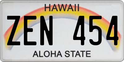 HI license plate ZEN454