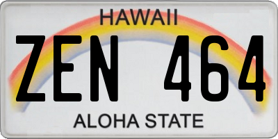 HI license plate ZEN464