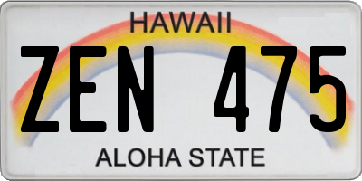 HI license plate ZEN475