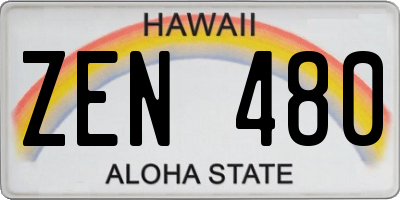 HI license plate ZEN480