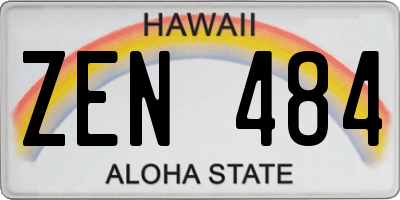 HI license plate ZEN484