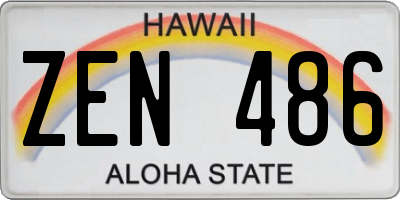 HI license plate ZEN486