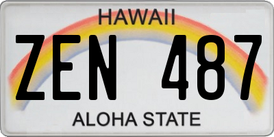 HI license plate ZEN487