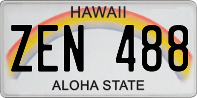 HI license plate ZEN488