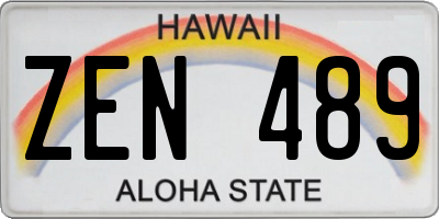 HI license plate ZEN489