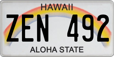 HI license plate ZEN492