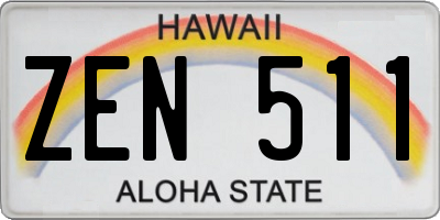 HI license plate ZEN511