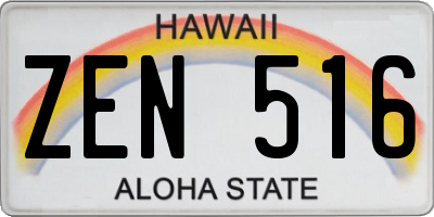 HI license plate ZEN516