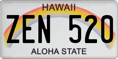 HI license plate ZEN520